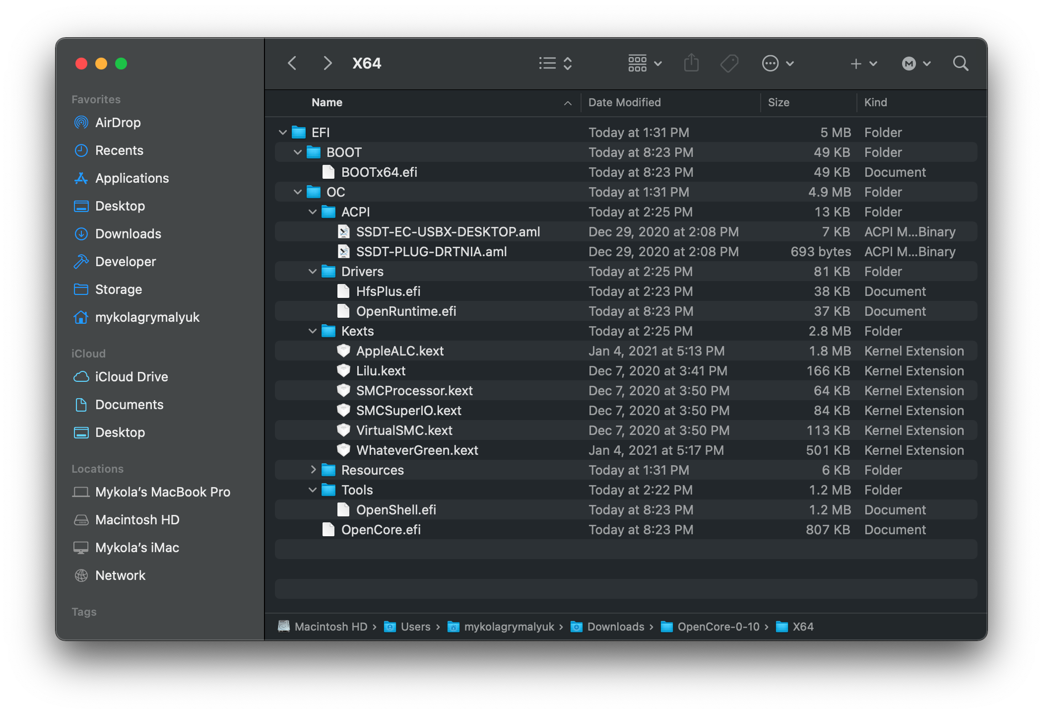 Populated EFI folder